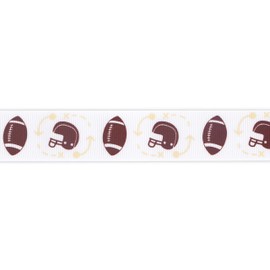 Ribbli Grosgrain Football Craft Ribbon,7/8-Inch,10-Yard Spool,Brown/White/Black, Use for Team Hair Bows,Wreath,Sport Lanyards,Gift Wrapping,Party Decoration,All Crafting and Sewing