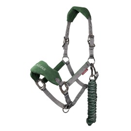 LeMieux Vogue Fleece Headcollar with Lead Rope in Hunter Green - Extra Padding, Adjustable at Curb and Poll Strap - Cob