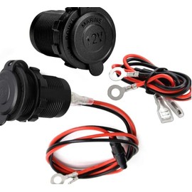 2 Stück Zigarettenanzünder-Steckdose, wasserdicht, 12 V, mit 60 cm langem Kabel, für Auto, Motorrad, Boot, Steckdose, Zubehör DC 12 V, integrierte Sicherung, einfacher Anschluss für GPS-Geräte