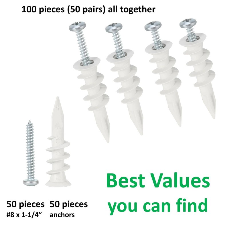 Wennyn Self Drilling Drywall Plastic Anchors with Screws, Expansion Screws