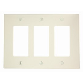 Leviton 3-Gang Decora/GFCI Device Wallplate, 80611-T, Light Almond