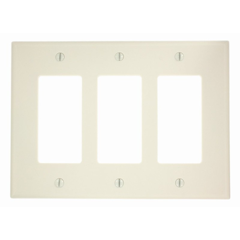 Leviton 3-Gang Decora/GFCI Device Wallplate, 80611-T, Light Almond