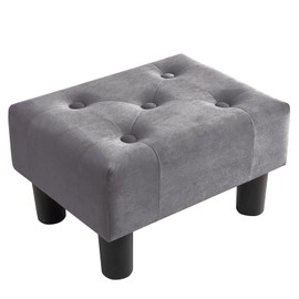 Poofzy Small Foot Stool Ottoman, Velvet Ottoman Foot Rest with Legs, Rectangle Foot Rest for Couch, Footstools and Ottomans Small for Living Room and Entryway (Gray)