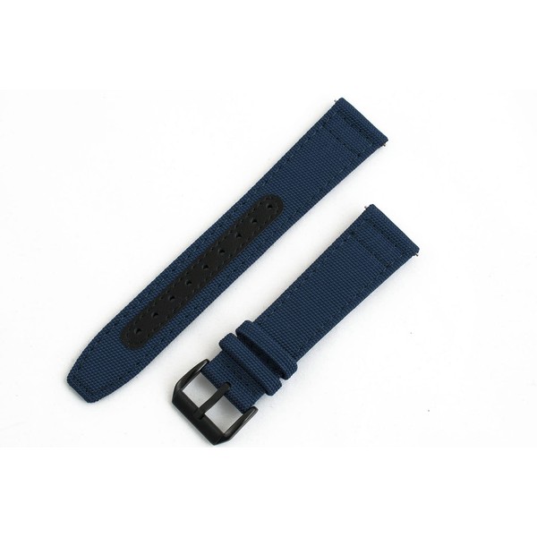 StrapHabit Correa de reloj de liberación rápida, 20 mm, 22 mm, nailon de piel (azul con hebilla negra, 21 mm)