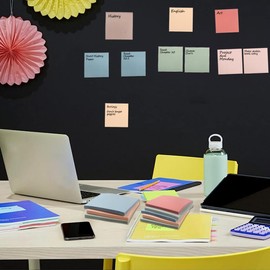 Newplenty 12 Pack Sticky Notes,3X3 in Vintage Colors Sticky Notes,600 Sheets Self-Stick Note Pads,Super Adhesive Memo Pads, Easy to Post Notes for Study, Works and Daily Life (3x3 inch)