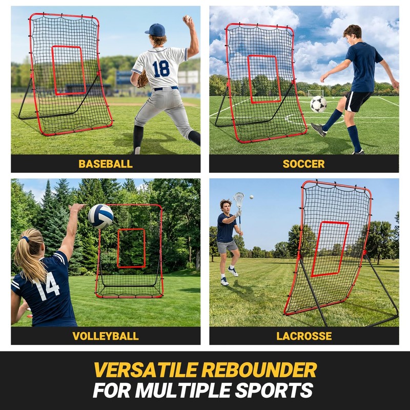 PLAYAPUT Baseball Rebounder & Pitchback Net, 5 Angle Adjustable