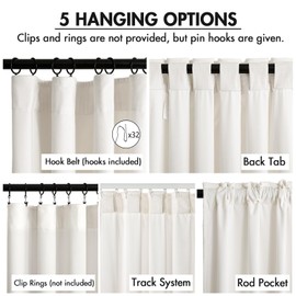 MIULEE Velvet Curtains 102 Inch Long 2 Panels Set for Living Room Bedroom Cream Pinch Pleat Back Tab Thermal Insulated Light Blocking Drapes Pleated Blackout Floor to Ceiling Curtains with Hook Ivory