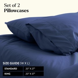 Miracle Made® Newly Improved Extra Luxe Cool IT™ Pillow Cases - 2 Pack Pillow Cases - 2 Pack Navy,Standard - Lyocell Silver-Infused 300-Thread-Count Thermoregulating Fabric