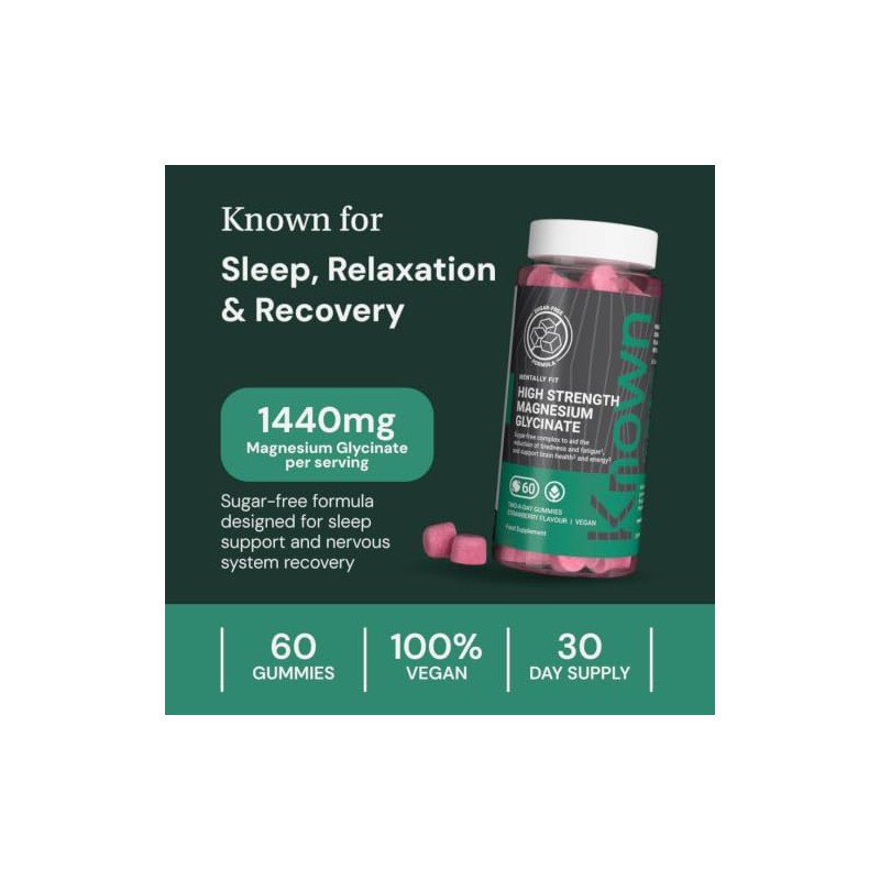 Known Magnesium Glycinate Gummies 1440mg – 1 Month Supply –