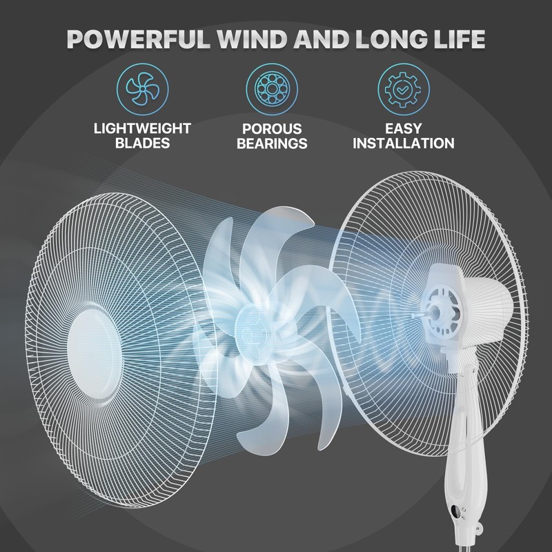 mollie Oscillating Pedestal Fan with Remote Control 12H Timer Portable