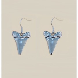 NOUMANDA Silver Shark Tooth Earrings Teeth Druzy Dangle Earrings for Women