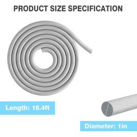 Storystore Backer Rod, 1" Diameter x 16.4' Length Gray EPDM Rubber Caulk Saver for Gaps and Weather Stripping Door Seal, Concrete Expansion Joint Filler
