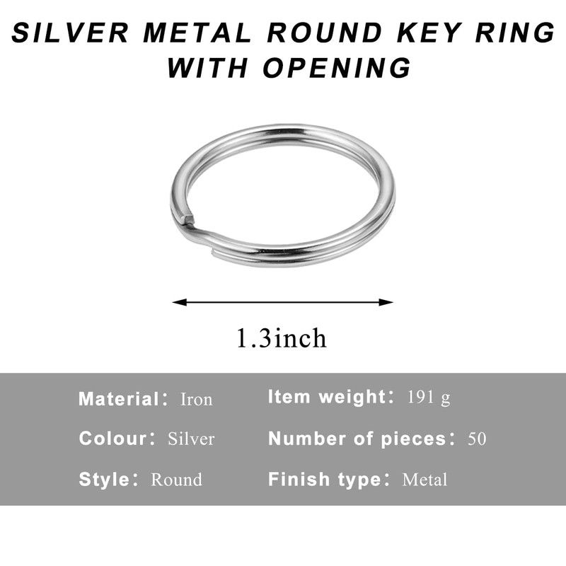MUQIDA 50PCS Split Key Ring, 1.25 inch 32mm Heavy Duty