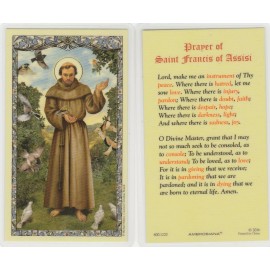 "Saint Francis of Assisi Laminated Holy Card" -{L85-S1}