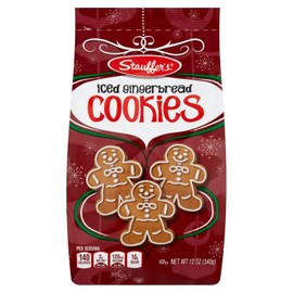 STAUFFERS Iced Gingerbread Cookies - 12oz Bag - Traditional Holiday Gingerbread with Icing - No Artificial Flavors