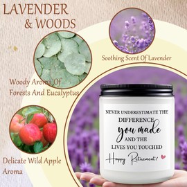 Retirement Gift for Woman Men, 7oz Lavender Scented Soy Wax Candle, Best 2025 Retired Gifts for Coworkers, Boss, Teacher, Nurse, Friends | Going Away Present, Funny Retirement Candle