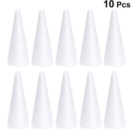 USHOBE 10 Pack Styropoam Cones for Crafts Foam Tree Cones for DIY Crafts White Foam Cones Styrofoam Polystyrene Coe Shapes Craft for Home Party Children Day Wedding Christmas