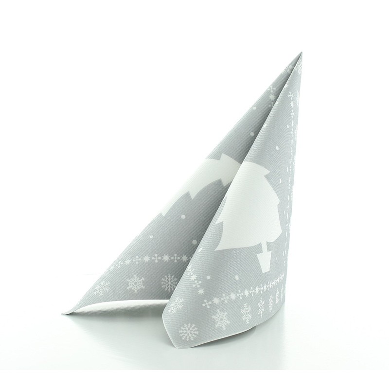 Sovie Home Linclass® Airlaid White Tree Napkin in Silver Christmas