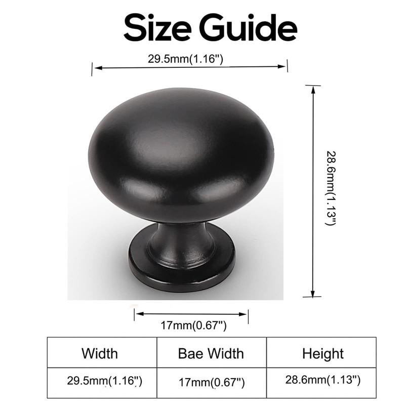 Mengico 1 Pack Kitchen Drawer Knobs Black,Solid Cabiinet Knob Hardware,Pulls