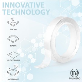 Nano Tape 5 x 1 m - Double-Sided Tape 5 m - Extra Strong for Home, Wall, Office, Bubbles Art - Transparent Nano Tape - Nano Tape Double-Sided - Transparent Double-Sided Tape