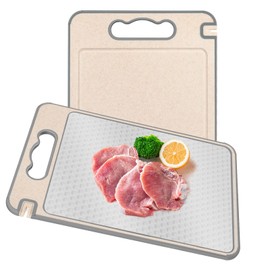 Chopping Board, Food Grade 304 Stainless Steel and Wheat Straw, Cutting Board Suitable for Meat and Vegetables, Scratch-Resistant Mesh Design, with Juice Slide, Non-Slip Handle, Dishwasher Safe