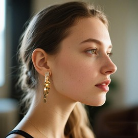 Sequin Tassel Earrings for Women Dangle Chandelier Hoop Earring Gold Sparkly Multiple Earrings Trendy Shiny Sequin Drop Earring Statement Jewelry Present (Zircon -Gold)