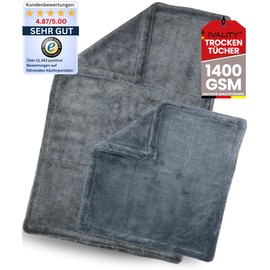 Ivality® Absorbent Car Drying Cloth Set 80 x 50 + 40 x 40 cm with 1400 GSM Twisted Microfibre Cloth - Drying Cloth for Motorcycle & Car Care - Lint-Free & Paint-Gentle Microfibre Cleaning
