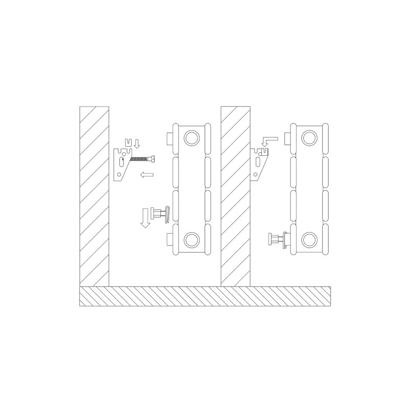 Jabema 3 x Radiator Mounting with Bracket, Wall Bracket, Radiator