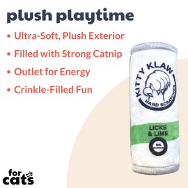 Huxley & Kent Cat Toy | Kitty Klaw Licks & Lime | Nappy Hour Strong Catnip Filled Cat Toy | Soft Plush Kitty Toy with Catnip and Crinkle | Kittybelles
