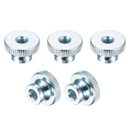 sourcing map Knurled Thumb Nuts, 5Pcs M6 x 20 x 12mm Carbon Steel Knurled Nut, Adjusting Round Knobs Fasteners Nuts for 3D Printer Parts, Blue White