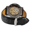 Yoodeet Men's Black Skeleton Dial Hand-Wind Up PU Leather Mechanical