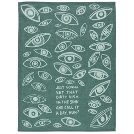 Blue Q Funny Woven Dish Towel ~ Just Gonna Set That Dirty Dish in The Sink? 100% Cotton, Soft, Super Absorbent, 28" x 21"