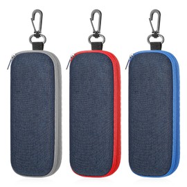 Tucnoeu Pack of 3 Glasses Cases Made of Denim Fabric, Portable Hard Glasses Case for Women, Travel Denim Glasses Case, Sunglasses, Hard Case with Zip for Storage of Glasses