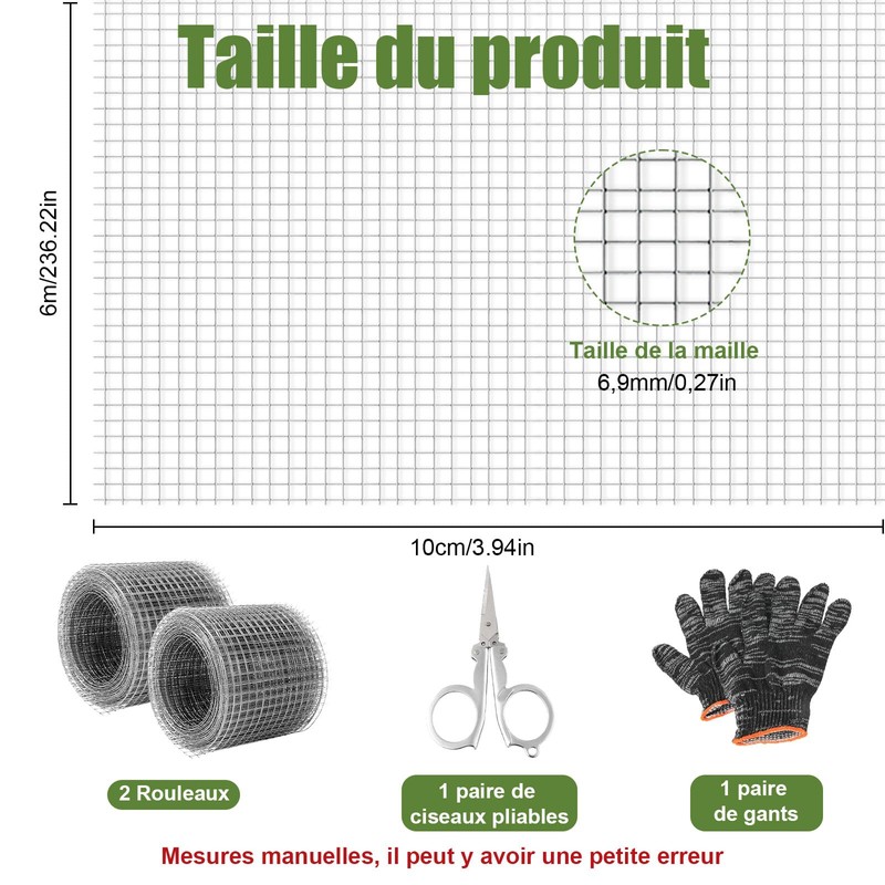 2 Rolls Wire Mesh 10 cm x 6 m, Fine