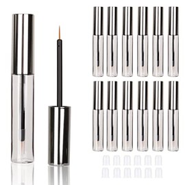 COSIDEA - 12 tubos de plástico aspiradora de 10 ml, para delineador de ojos, frascos y botellas que contienen delineador de ojos, aplicador de cepillo para polvo para el crecimiento de pestañas