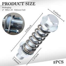 2PCS Car Exhaust Manifold Bolts Kit,M8*1.25 mm Exhaust Bolts with Exhaust Springs & Nuts Washers Exhaust Flange Bolt Kit,Professional Car Accessories Exhaust Manifold Studs Set (M8*1.25 mm)