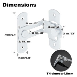 XQDWX 90 Degree Barrel Bolt Door Lock, thickened Stainless Steel Door Lock, Sliding door latch, With Bumper Pads, 2Pack White, 4 Inch, 904BB-WH-2