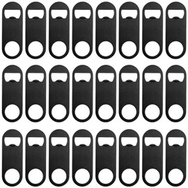ZCYSRLQIN 24 Pcs Flat Bottle Opener 3.5 x 1.18 inches Black Stainless Steel Beer bottle Openers Heavy Duty Bar Blade Solid Bottle Cap Opener Funny Bartender Bottle Opener for Restaurant Party Supplies