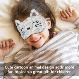 VerteLife Sleeping Mask, Soft Lint Eye Mask, Travel Nap Blindfold, Novelty Cartoon Sleeping Eye Mask, Eye Cover for Children, Adults, Boys and Girls (Spotted Cat)