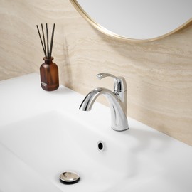 TimeArrow Chrome Bathroom Faucet, Single Handle Bathroom Sink Faucet for 1 Hole with 3 Holes Deck Plate, Lavatory Vanity Faucets, Pop Up Drain and Water Supply Lines Included, TAF206-CP