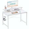 Pamray 32 Inch Small Computer Desk with Monitor Stand, Simple Office Desk with Headphone Hook for Small Spaces, Kids Study Writing Table for Bedroom, White