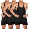 Muhshoiy 3 Pack Mens Stringer Bodybuilding Tank Tops Low Cut