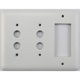 Classic Accents Rounded White Switch Plates - (3 Gang Combo - 2 Push Button Switch 1 GFCI/Rocker)
