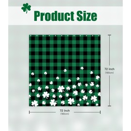 Stanoha Shamrocks St. Patrick's Day Shower Curtain for Bathroom Decor Lucky Spring Irish Green Plaid Curtains Bathtub Cortinas de Baño Cute Decorative Girls Unique Design Pretty Women 72 x72 Inch