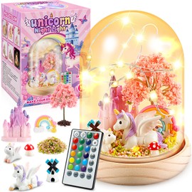 Dislocati DIY Unicorn Night Light Children - Unicorn Gift for Girls 3-10 Years - Craft Set Children - Light with 16 Colours + 4 Modes, Safe Timer, Brightness Adjustable - Girls Toy