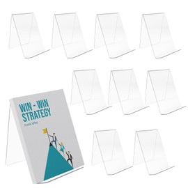 Pack of 10 Clear Acrylic Book Stands, 10 x 11.5 x 13 cm, Transparent Acrylic Tablet Holder, Goods Support Slope, Brochure Holder, for Displaying Photos, Books, Notes, Notebooks, Crafts, Artworks