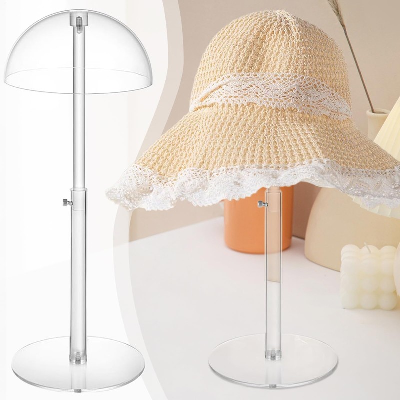Hat Display,Clear Helmets Organizer - Domed Acrylic Height Adjustable Display