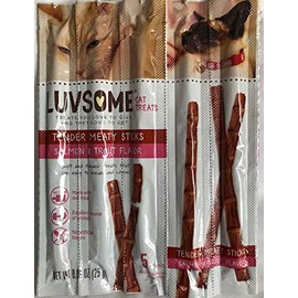 Luvsome Cat Treats Tender Meaty Sticks Salmon & Trout 1-Pack 5-Individual Sticks