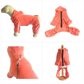 Dog Pajamas Pet Jumpsuits PJS for All Seasons, Velvet Dog Hoodies 4 Legs Four Feet Dog Onesies Stylish PJS Puppy Costume Cotton Liner Warm Pet Clothes for Small Medium Large Dogs Lobster Pink XL