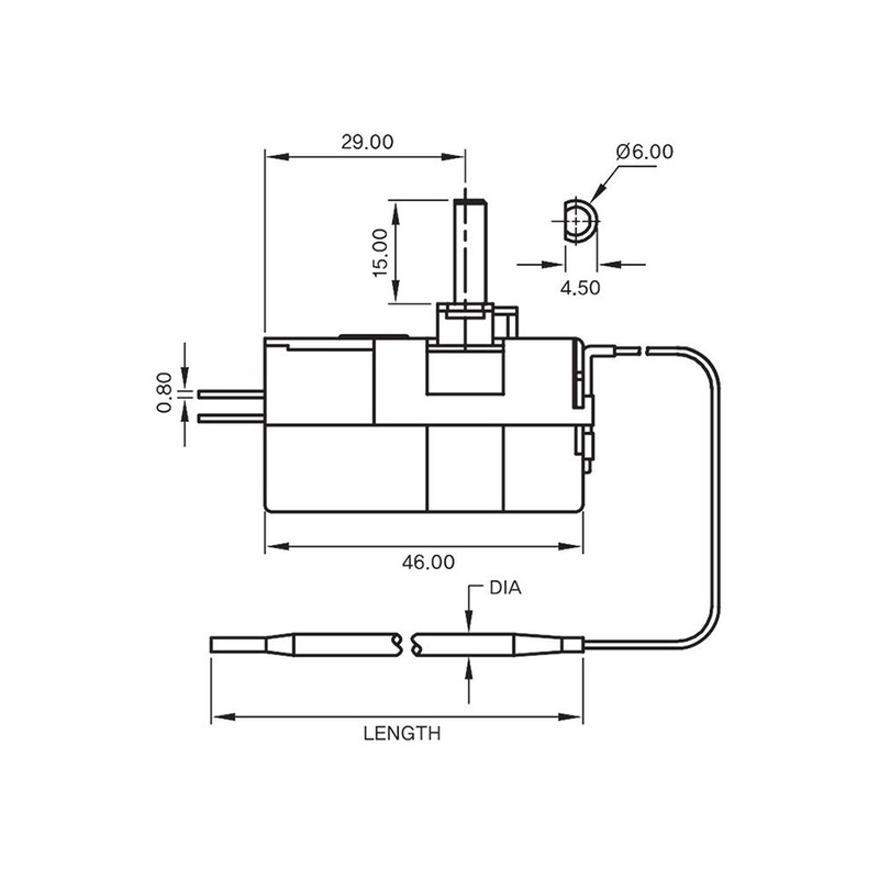 Capillary Thermostat TS-120SR 32-248F, 20A / 250V